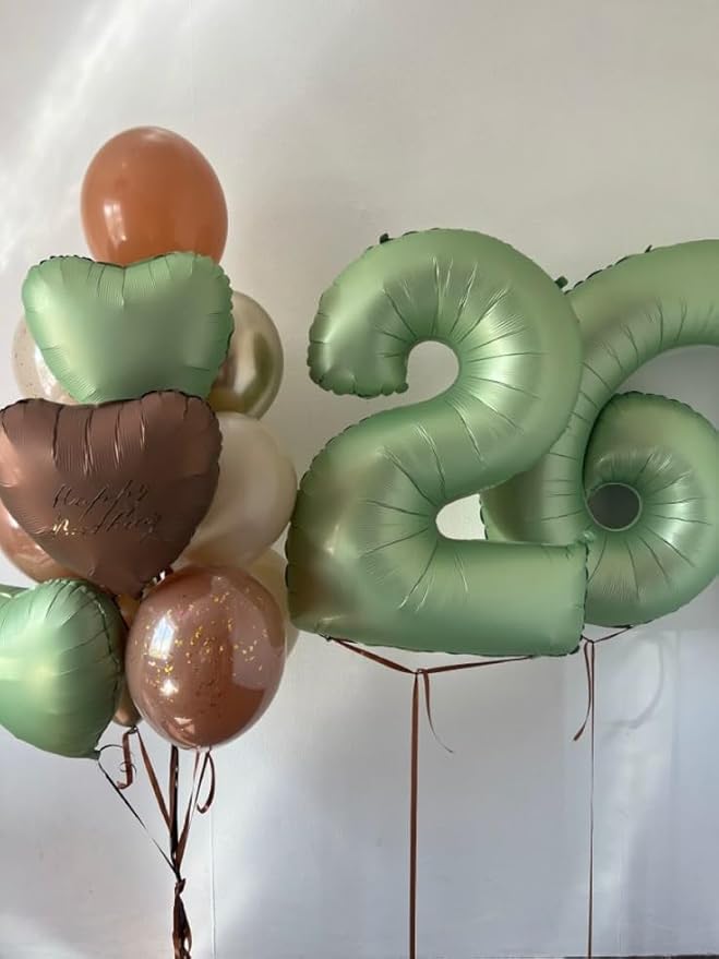 Number 6 Balloon 40 Inch, 6 7 Six Seven Birthday Decorations, 6th Birthday Balloon for Boy Girl, Olive Green 16 60 61 65 Numbers Balloons Graduations Anniversary Supplies