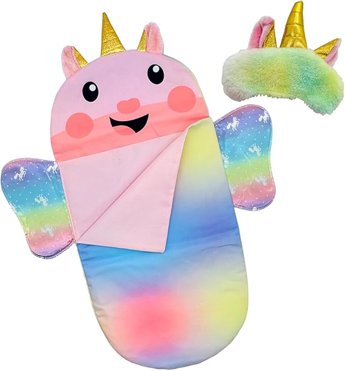 Baby Doll Sleeping Bag Toy Playset Rainbow Unicorn Doll Bedding Slumber Bed Accessories with Eye Mask Doll Unicorn Style Sleeping Bag (for 18 inch Doll)