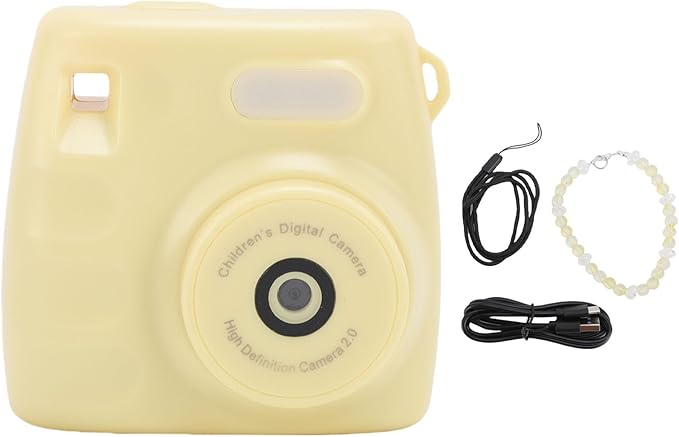 Asixxsix Digital Camera for Kids, 48M 1080P HD Digital Video Camera with Flash and 800mAh Li Battery, Rainproof USB Children Camera for Toddler Teens Students Boys and Girls (Yellow)