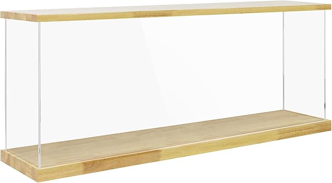 BenchPro Clear Acrylic Display Case for Trophy, Collectibles, Assemble Cube Display Box Stand Dust Proof Protection Showcase for Action Figures Toys. (1.75" & 1" Thick Wood, 20" H x 48" L x 8" D)