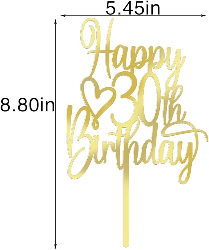 Acrylic Happy 30th Birthday Cake Topper - Cheers to 30 Years Cake Topper, 30 & Fabulous Cake Decoration for Hello 30th Birthday Anniversary Party Cake Decorations Supplies