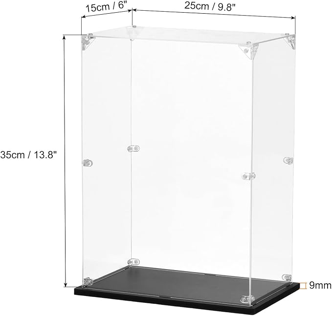 MECCANIXITY Acrylic Display Case, 9.8"x6"x13.8" Clear Display Box Assemble Dustproof Storage Organizer Showcase for Collectibles Action Figures