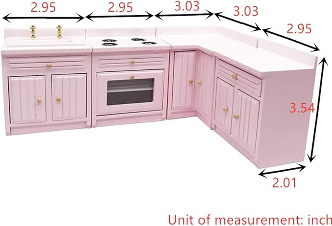 Dollhouse Decoration Accessories,1:12 Dollhouse Miniature Furniture Wooden Kitchen Cabinet Set Freely Combined (White)