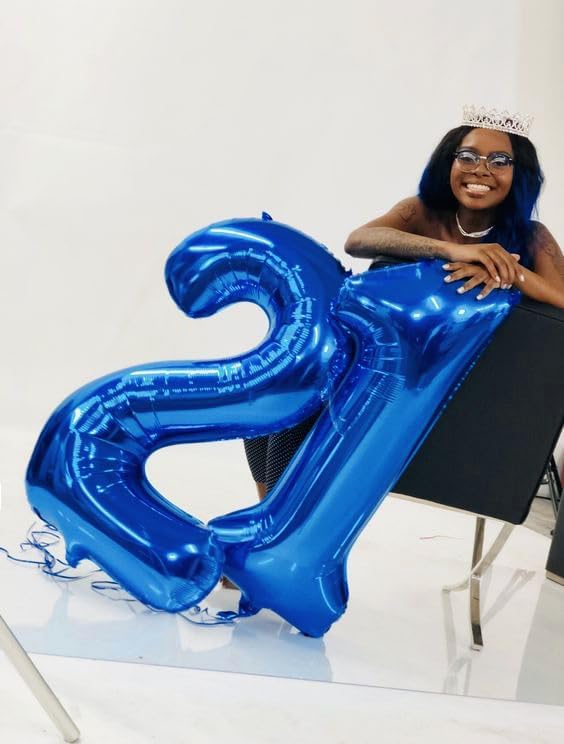 Navy Blue Number 21 Balloon 40 inch, 21 Number Balloons, 21st Navy Blue Birthday Decorations, 21 Year Old Women Men Blue Party Supplies