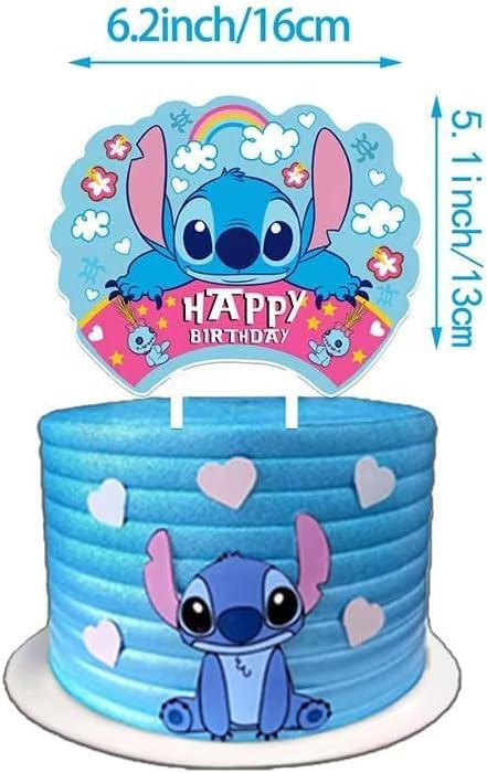 103PCS Stitch Party Supplies, Birthday Decorations Set Include Banner, Balloons, Stickers, Hanging Swirls, Cake Cupcake Toppers, Tablecloth for Boys Girls Stitch Theme Party