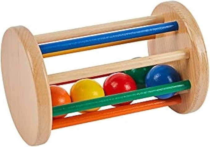 Spinning Drum Toy Play Kit for 6-12 Months Infant,Wooden Spinning Rainbow Baby Toys, Learning & Education Toys for Early Development