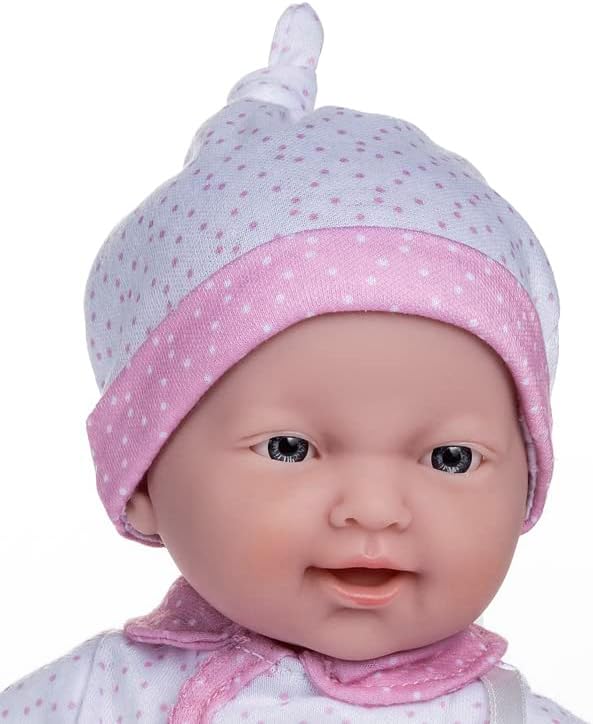 La Baby Caucasian 11-inch Small Soft Body Baby Doll | JC Toys - La Baby | Washable |Removable White and Pink Outfit w/Hat, Pacifier & Blanket | for Children 12 Months +