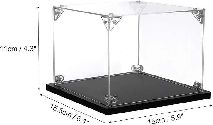 MECCANIXITY Acrylic Display Case, 6x6x4 Inches Clear Display Box Assemble Dustproof Display Box Storage Organizer for Collectibles Action Figures