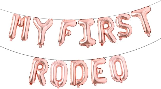 My First Rodeo Party Decoration & Supplies - Banner, Balloons, Backdrop (Rose Gold)