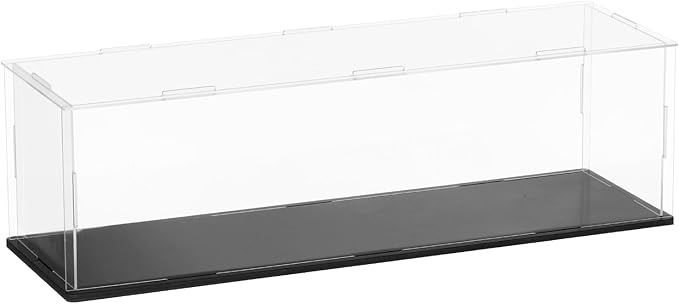 uxcell Acrylic Clear Display Case for Collectibles Self-Assemble Display Clear Boxes with Black Base Dustproof Countertop Storage Box for Collectible Figures, 13.8 x 3.9 x 3.9 Inch