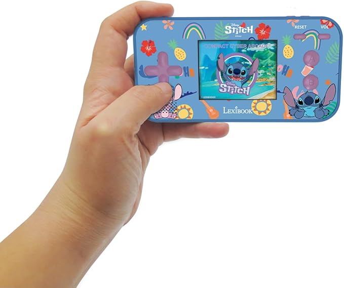 Lexibook - Disney Stitch - Compact Portable Cyber Arcade Console, 150 Games, LCD Colour Screen, Battery-Powered, JL2367D