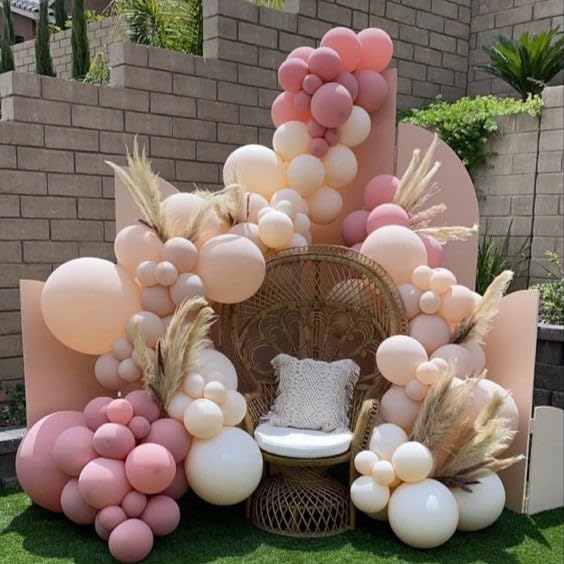 Blush Pink Balloon, 60 PCS 12 Inch Retro Pink Gold White Sand Nude Balloons Gold Confetti Latex Balloons for Girls Baby Shower Wedding Bridal Boho Birthday Party Decorations
