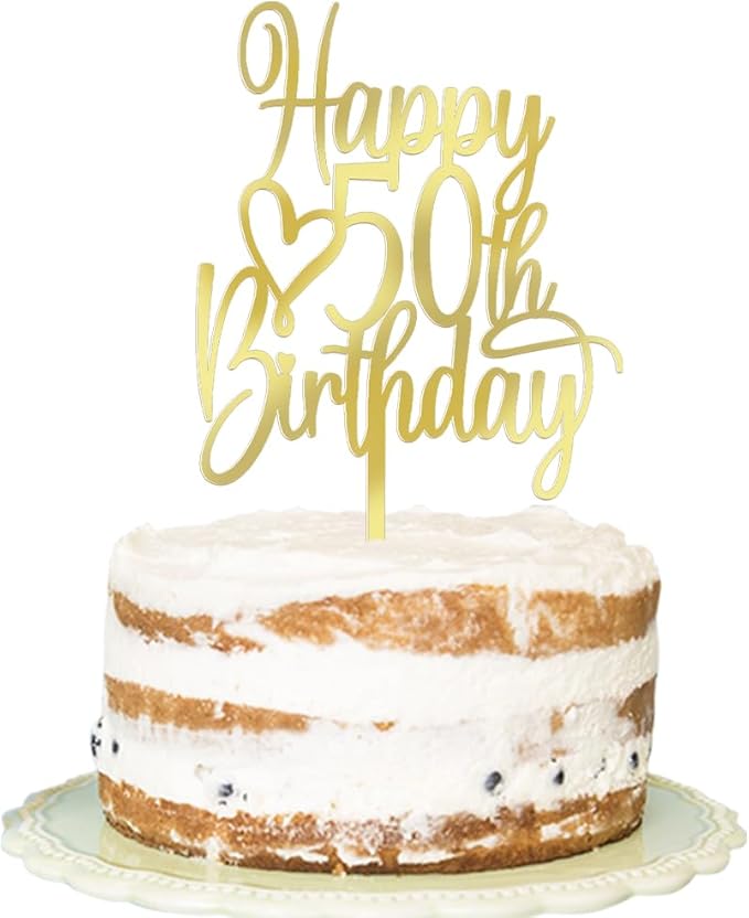Acrylic Happy 50th Birthday Cake Topper - Cheers to 50 Years Cake Topper, 50 & Fabulous Cake Decoration for Hello 50th Birthday Anniversary Party Cake Decorations Supplies