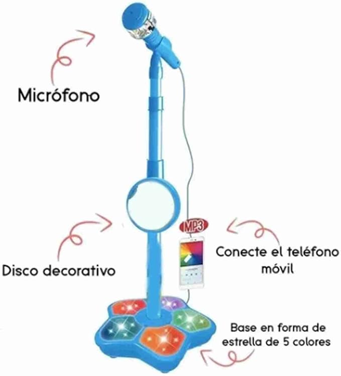 Students Microphone with Stand, Toddler Microphone Stand with Light, Singing Family Kindergarten Performance Easy Carrying Gifts for Kids