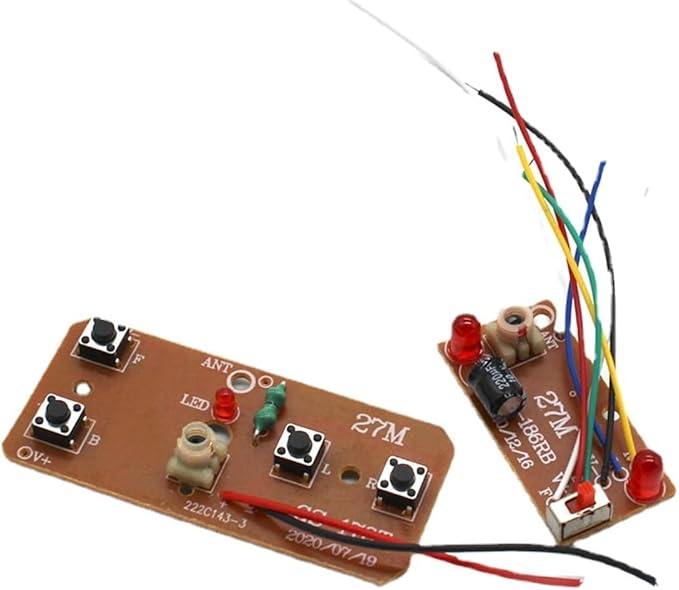 27mhz Four-Way Remote Control Board Two-Way RC Transmitter and Receiver Car Robot Model Accessories for DIY Projects(Control 2 Motors)，Remote and App Controlled Vehicles，Hobby RC Cars
