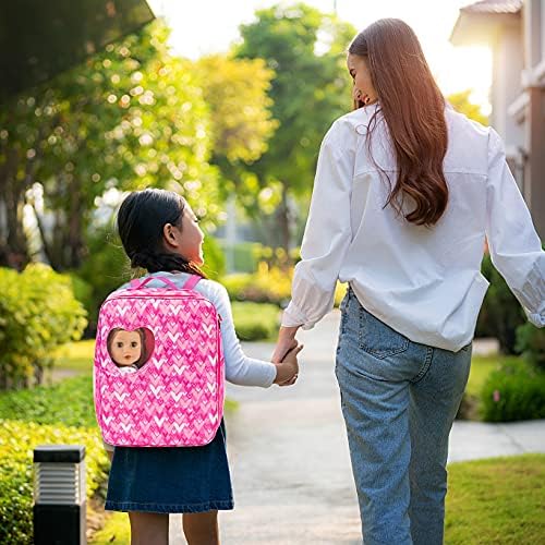 Ecore Fun 18 Inch Girl Doll Carrier Bag with Clothes and Accessories, Including Dress, White Cloth Shoes, Doll Backpack, Sunglasses, Toy Lamb