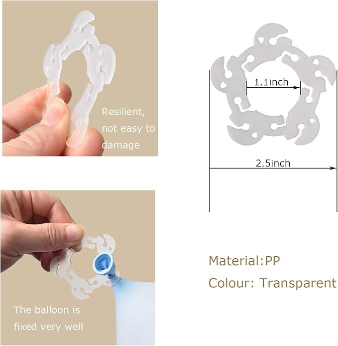 Miliocry 200PCS Balloon Arch Clips, Reusable Balloon Clips for Balloon Arch, Plastic Balloon Supplies for Stand, Balloon Garland Clips for Party Wedding Baby Shower Decorations
