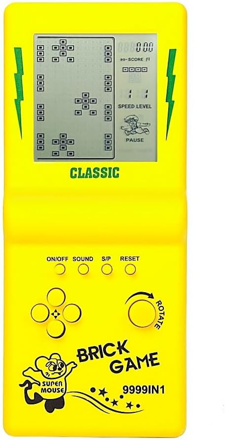 3.5-inch Large Screen Retro Brick Game Console - Built-in 23 Classic Games, Racing & Tank, Nostalgic Puzzle Console (Yellow)