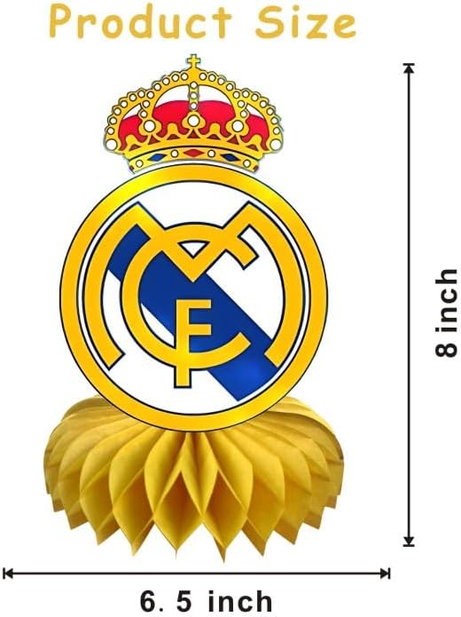 8Pcs Madrid Football Honeycomb Table Centerpiece Soccer Birthday Party Supplies Table Decorations for Kids Party Decorations