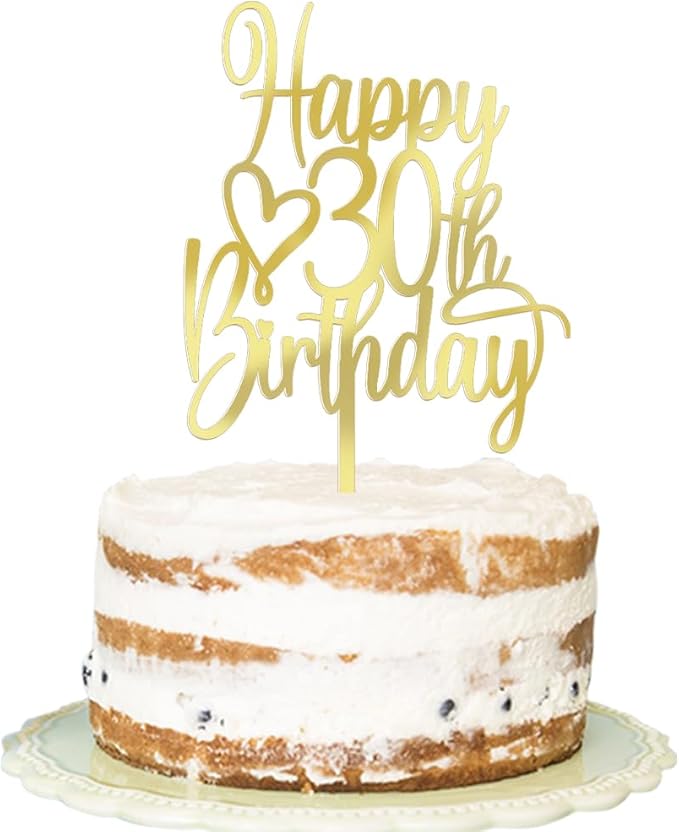 Acrylic Happy 30th Birthday Cake Topper - Cheers to 30 Years Cake Topper, 30 & Fabulous Cake Decoration for Hello 30th Birthday Anniversary Party Cake Decorations Supplies