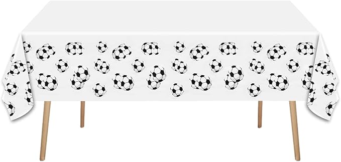 Soccer Party Tableware ,16 Plates and 16 Napkins and Tablecloth 71 '' x 42 ''Soccer Sports Themed Birthday Decorate Supplies