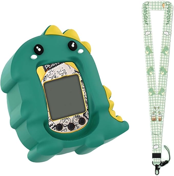 Case for Tamagotchi Nano with Lanyard – Cute Cartoon Silicone Protective Cover for Kids, Soft & Shockproof Shell for Tamagotchi Virtual Pet Keychain, Anti-Drop Holder Accessory (Green)