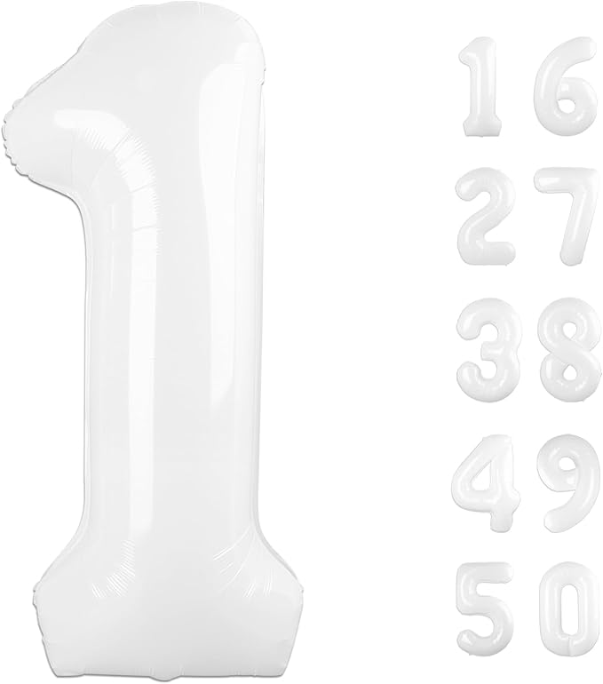 40 Inch Number Balloon White 1 Balloon Party Decorations 1 10 11 15 16 17 18 21 Giant Jumbo Foil Balloons 1 Balloon 1st Birthday Boy Girl for Birthday Party