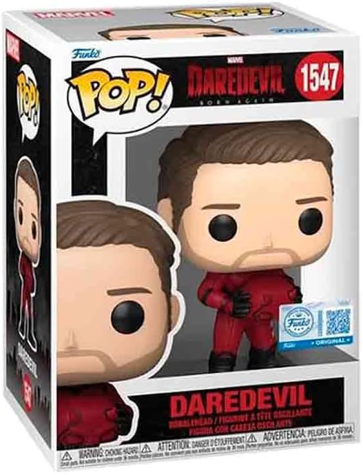 Funko Pop! Vinyl, Daredevil Unmasked Figure, Red and Black, Marvel, Entertainment Earth Exclusive, #1547, 4-inch, Matt Murdock