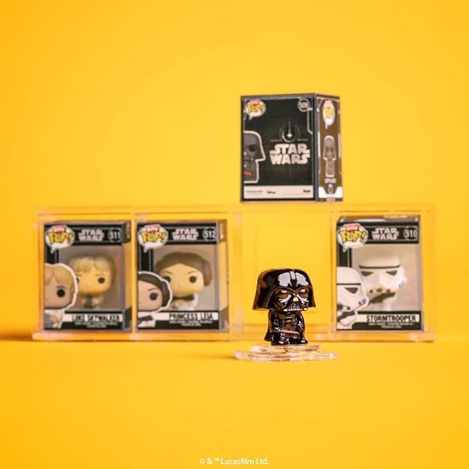 Funko Bitty POP! Star Wars - Leia, 4-Pack - Princess Leia, R2-D2, C-3PO and A Surprise Mystery Mini Figure - 0.9 Inch (2.2 Cm) Collectable - Stackable Display Shelf Included - Gift Idea