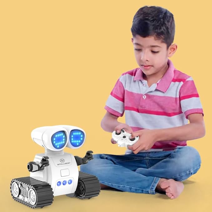 Remote Control Robots Toy, USB Rechargeable Movable Robot Toy with LED Eyes & Music, Robot Toy for Kids, Birthday Gift for Boys & GirIs