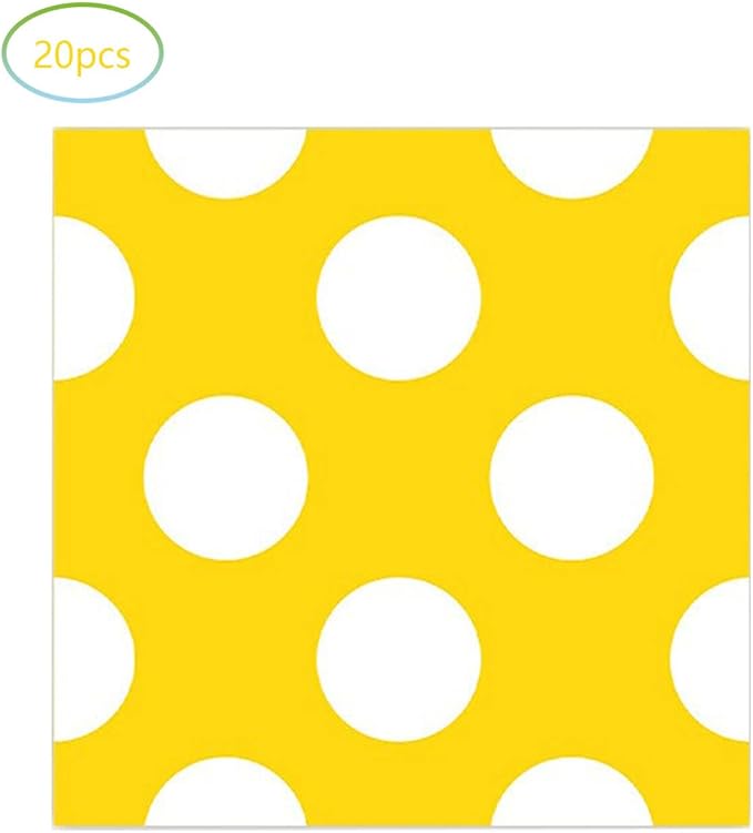 Mouse Party Decorations Red Black Yellow Polka Dot Tableware Set, include 20 Plates and 20 Napkins, for Mouse Color Boys Girls Party Supplies