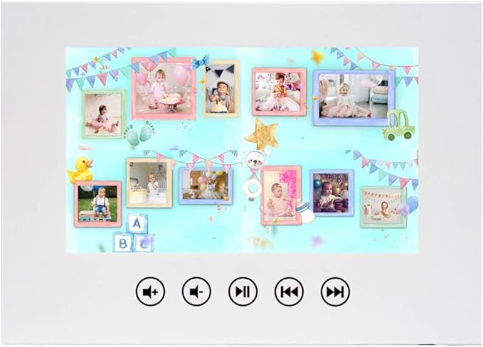 Newborn Birthday Video Greeting Card – Custom Slideshow with Your Photos – Delightful Gift for Babies – 7” LCD Screen, 512MB Storage, Rechargeable Battery, Ready for Instant Playback