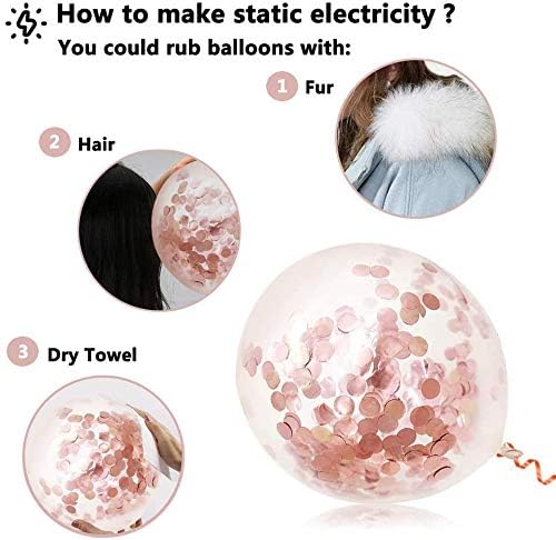 Rose Gold Birthday Party Decorations, Happy Birthday Banner, Rose Gold Fringe Curtain, Heart Star Foil Confetti Balloons, Hanging Swirls for Women Girls Birthdays Princess Party