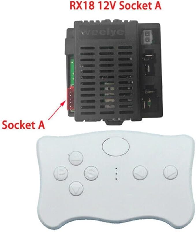 2.4G RC Remote Control Receiver 6V 12V 24V Electric Motor Controller Compatible for Children Electric Toy Car with Battery Installation Instructions(RX18 A 12V Full set)