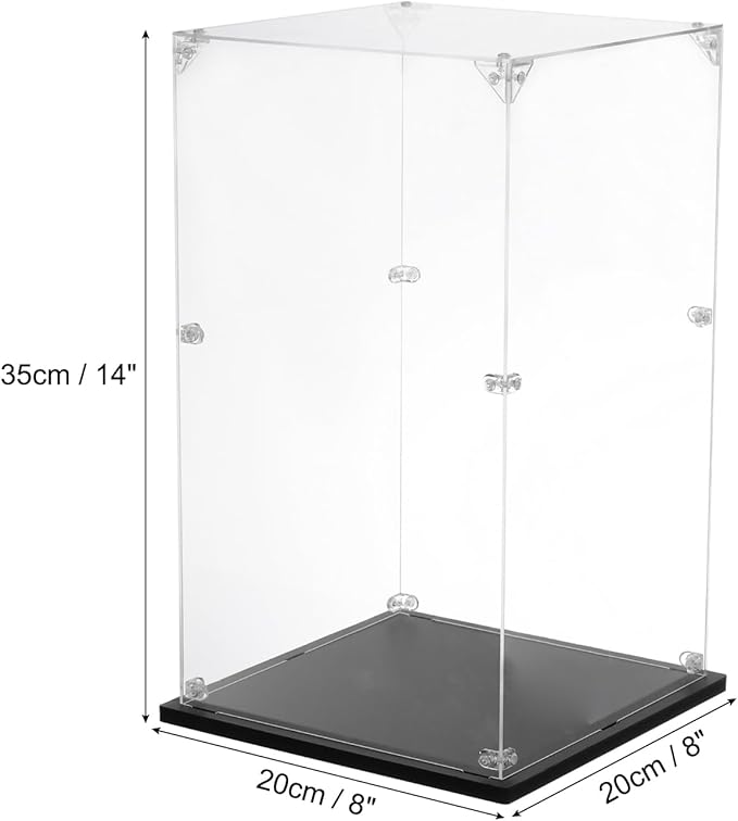 MECCANIXITY Acrylic Display Case, 8''x8''x14'' Clear Display Box Assemble Dustproof Display Box Storage Organizer for Collectibles Action Figures
