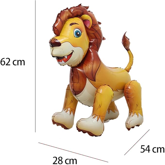 4D Walking Balloons Animal Foil Balloon Lion Panda Alpaca Ballon Jungle Forest Zoo Theme Baby Shower Birthday Party Supplies (4D Lion)