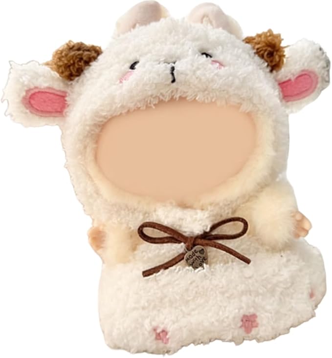 Clothes for 15/17cm Doll (No Doll), Fashion Outfit Set - Lamb Hat + Dress, Cute Dress Up Accessories (Woolly)