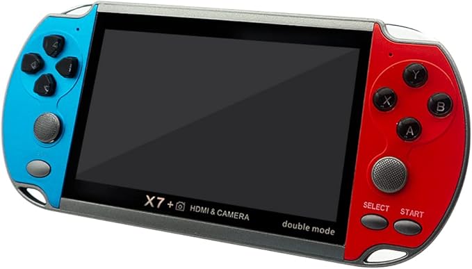DREAMHAX X7 Plus Handheld Game Console , Preload 10000 Games Portable Video Games Support HDMI Output & Double Player Classic Arcade Retro Game Player (4.3" Screen Red & Blue)