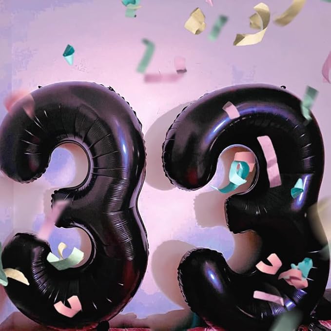 40 Inch Black Number 33 Digital Balloon,Jumbo Mylar Foil Helium Balloon for 33 Balloons for Birthday Party,Wedding Anniversary Party Decorations