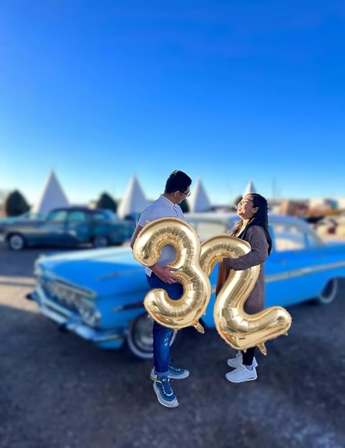 40 Inch Light Gold 23 Number Balloons White Gold Giant 32 Foil Mylar Helium Large Digital Balloon Champagne Gold Birthday Numbers Jumbo Balloons 23rd or 32nd Anniversary Party Decorations Supplies
