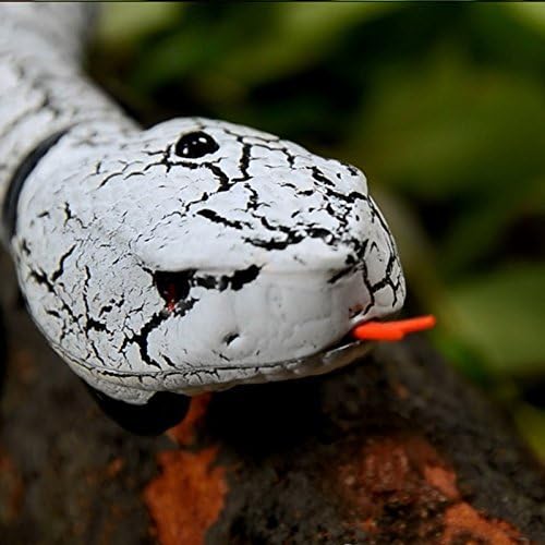 Liberty Imports 16 Inch Remote Control Rattle Snake Toy, Realistic Reptile Robot with Egg Shaped Infrared Receiver, RC Snake Prank Toy Ideal Gift for Kids or for Adults (White)