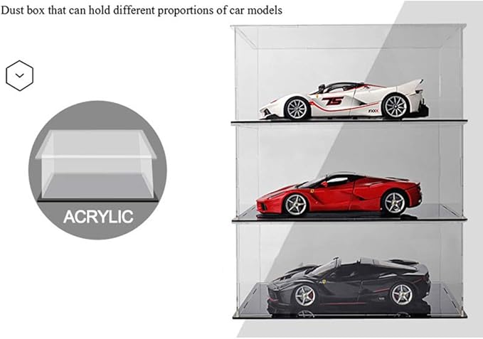 Clear Acrylic Display Case for 1:18 Scale Vehicle Model,for Lego 42138 92177 Collectibles,Assemblable Dustproof Showcase,Countertop Box for Diecast Car(13x7.1x6 inch;33x18x15 cm)