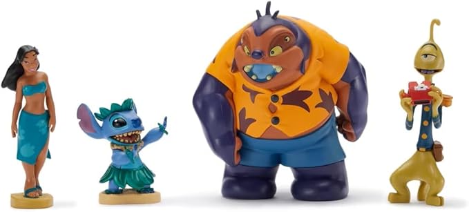 Disney Store Official Lilo & Stitch Figure Set – 7 Fully Sculpted Disney Figures Including Lilo, Stitch, Nani & More in Double-Tiered Box with Scenic Backgrounds