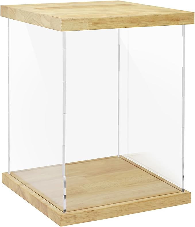 BenchPro Clear Acrylic Display Case for Trophy, Collectibles, Assemble Cube Display Box Stand Dust Proof Protection Showcase for Action Figures Toys. (1" Thick Wood, 17" H x 12" L x 12" D)