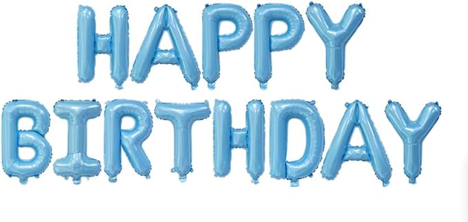 16 Inch Light Blue Happy Birthday Banner Balloons Aluminum Foil Letters Banner Balloons Sign For Men Women Kids Birthday Party Decorations Supplies