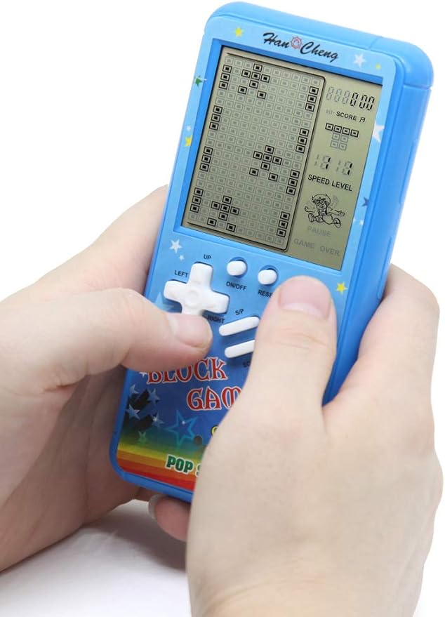 Retro Block Game Console with Color Shell and Large 4.5" Screen, 23 Preloaded Games, Blue