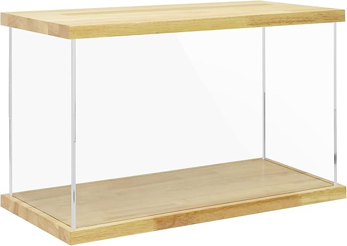 BenchPro Clear Acrylic Display Case for Trophy, Collectibles, Assemble Cube Display Box Stand Dust Proof Protection Showcase for Action Figures Toys. (1" Thick Wood, 16" H x 24" L x 12" D)