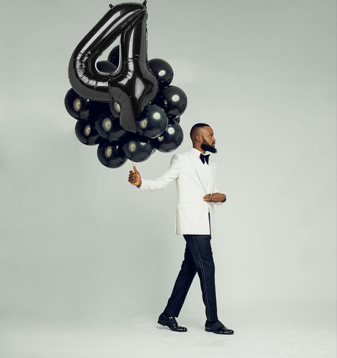40 Inch Black Number Balloon 0-9(Zero-Nine), Big Size Happy Birthday Balloon, Foil Helium Big Number Balloon for Birthday Celebration Decorations Graduations Anniversary Photo Shoot