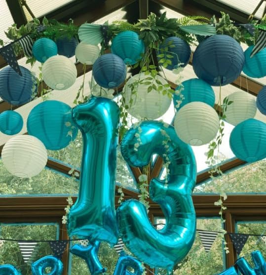 Teal Blue Number 1 Balloon 40 inch, Number 1 Birthday Balloons for Boy Girl, Teal Blue Foil One Balloon for 1st 10 11 12 16 18 Birthday Party, Anniversary Celebration Number Decorations