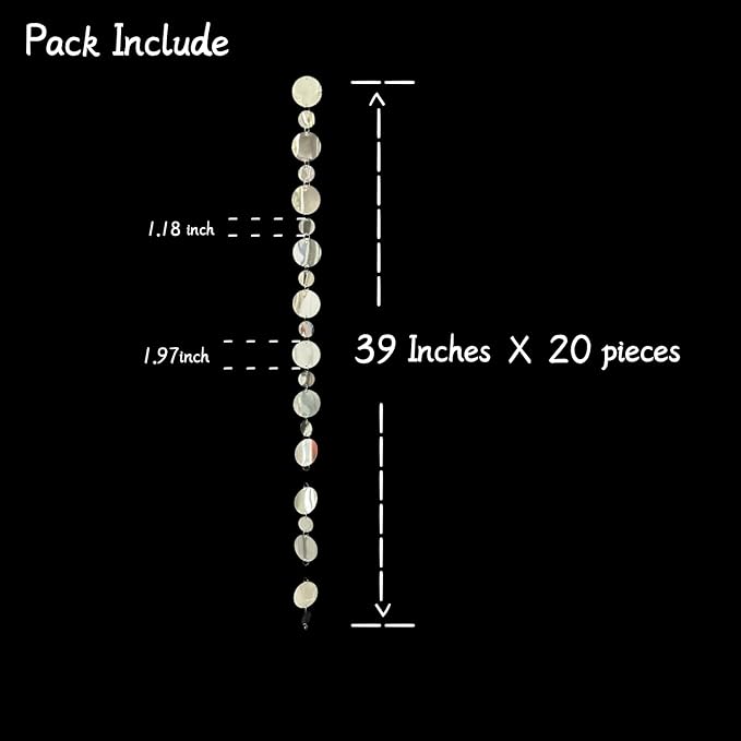 Silver Shimmer Wall Backdrop, 20 Packs Silver Sequin Curtain Circle Dots Garland for Wedding, Birthday, Bachelorette Party, 70s 80s 90s Theme Disco Party Decorations Supplies